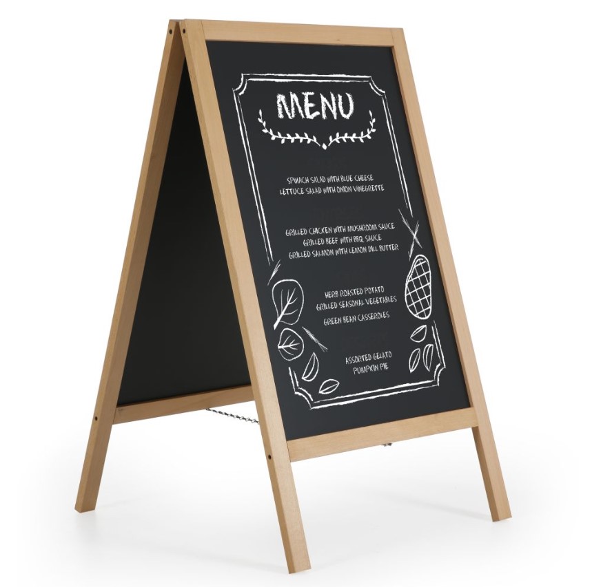 Outdoor wooden menu chalk board