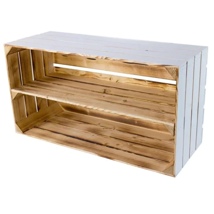Wooden crate shelves