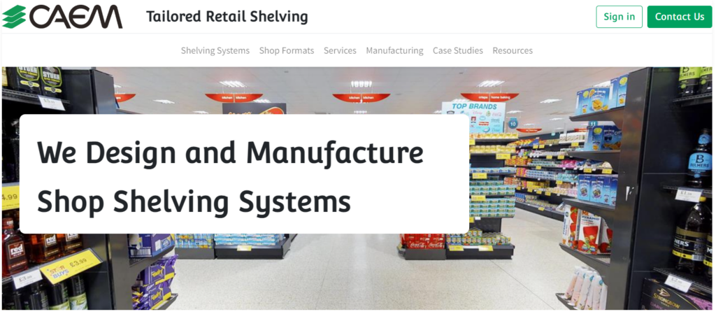 CAEM retail shelving systems