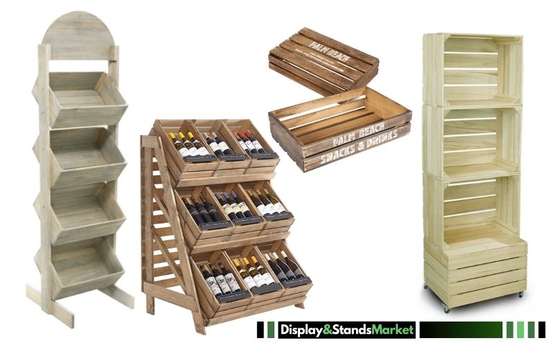 wooden crate display stands